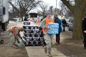 national guard delivers water in Flint Michigan