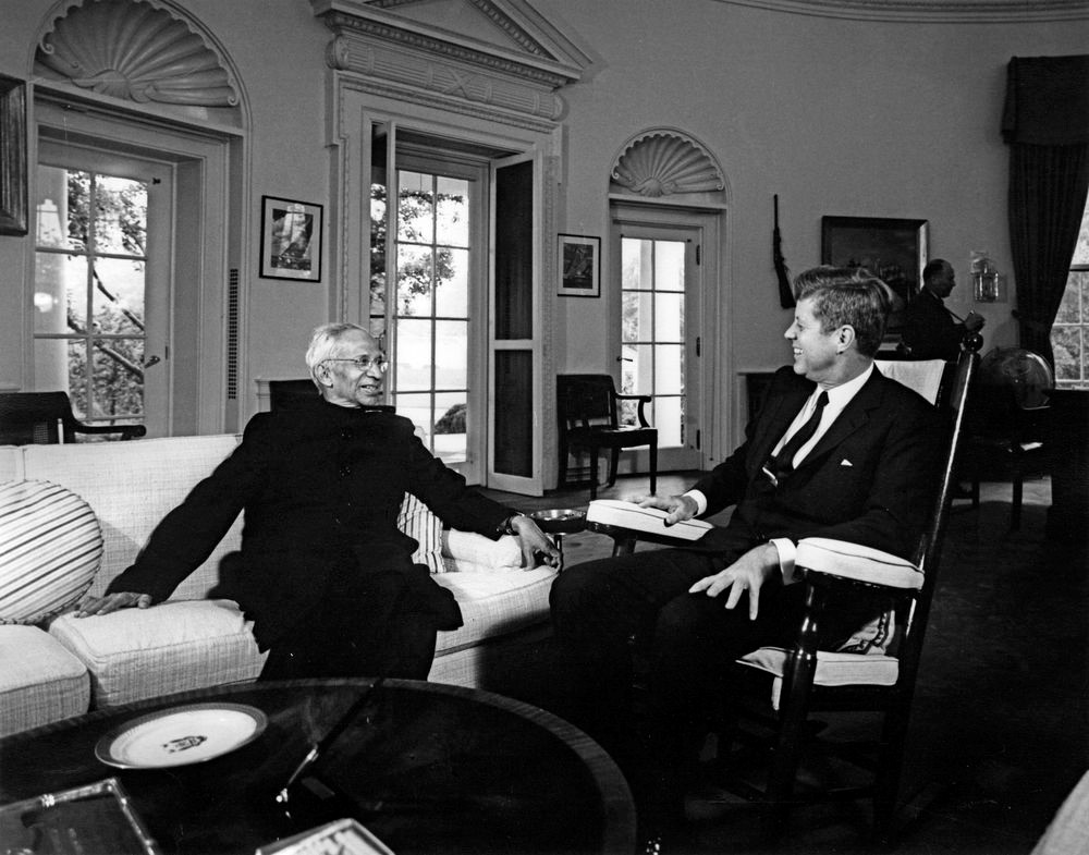 Dr. Sarvepalli Radhakrishnan visiting President John F. Kennedy