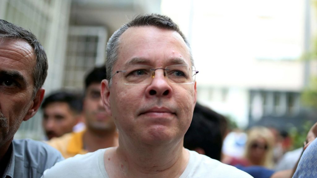 Pastor Andrew Brunson arrived at his house in Izmir, Turkey, on July 25, 2018, after being released from prison to remain under house arrest while his trial continued. (AP Photo/Emre Tazegul)