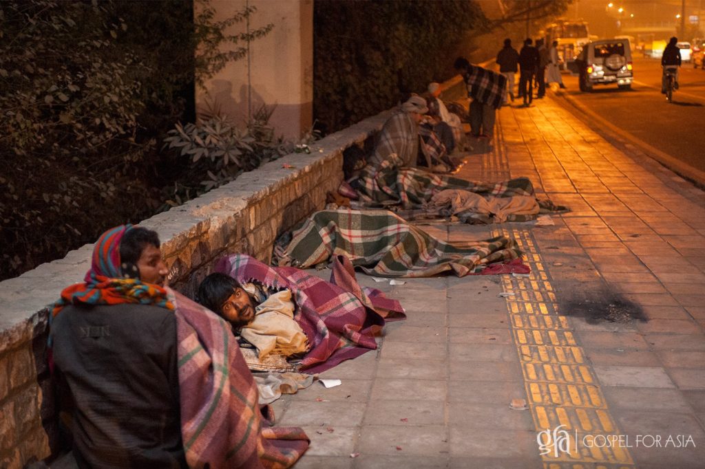 More than three million men, women, and children in India's capital city are homeless. They sleep on the streets regardless of the weather. As I write, it is 3:45 a.m. in Delhi and the temperature is 43° F.