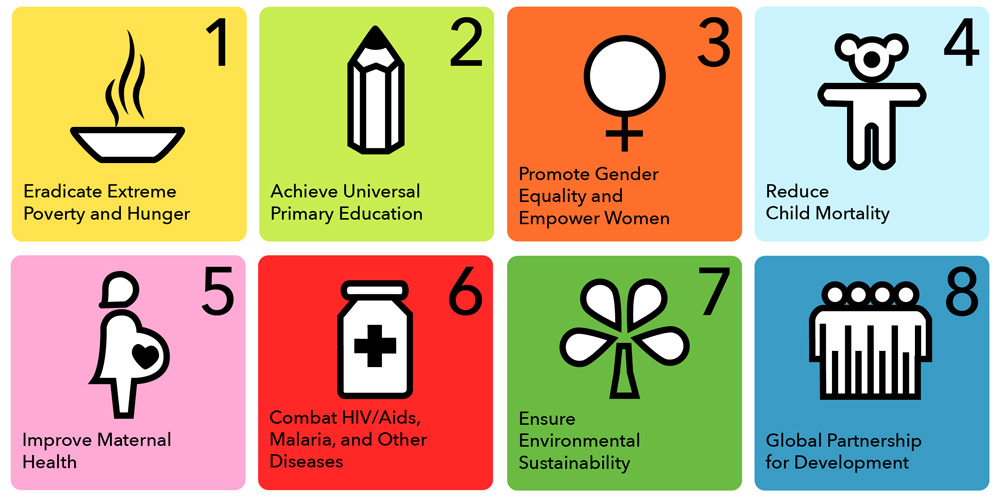 The eight Millenium Development Goals.
