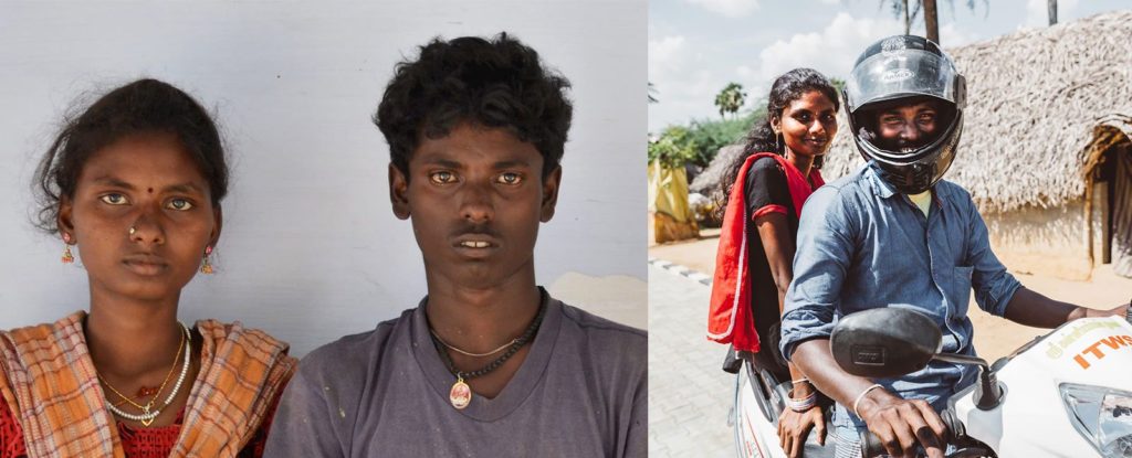 This husband and wife were trapped in slavery. The International Justice Mission worked with local officials to rescue them and 10 other families. First photo: The day they were rescued. Second photo: Years later, they're now helping rescue others.