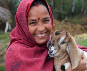 This woman was blessed by the gift of a goat from Heifer International, helping lift her out of poverty.