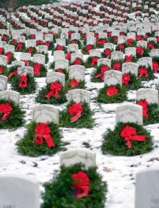 On Saturday, December 14th, 38,000 volunteers gathered at Arlington National Cemetery, where they laid over a quarter million Christmas wreaths at the graves of America’s military heroes buried there.