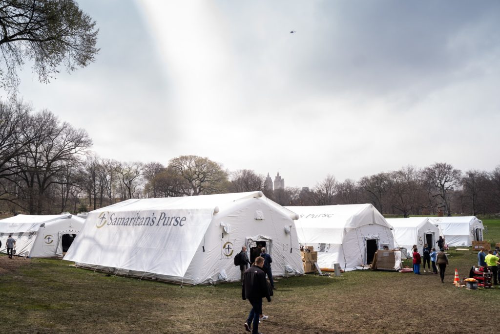 Samaritan's Purse is opening an Emergency Field Hospital in Central Park adjacent to The Mount Sinai Hospital, the main facility of the Mount Sinai Health System to provide additional specialized care for victims of the COVID-19 pandemic.