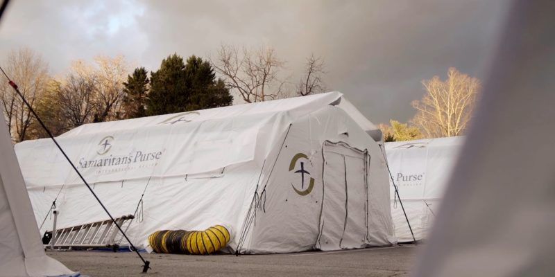 Samaritan's Purse to receive first patients at their Emergency Field Hospital in Lenoir, North Carolina, in response to rising COVID 19 cases