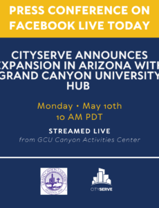 Grand Canyon University and CityServe launched the first CityServe HUB in Arizona at Grand Canyon University campus to help people in need.