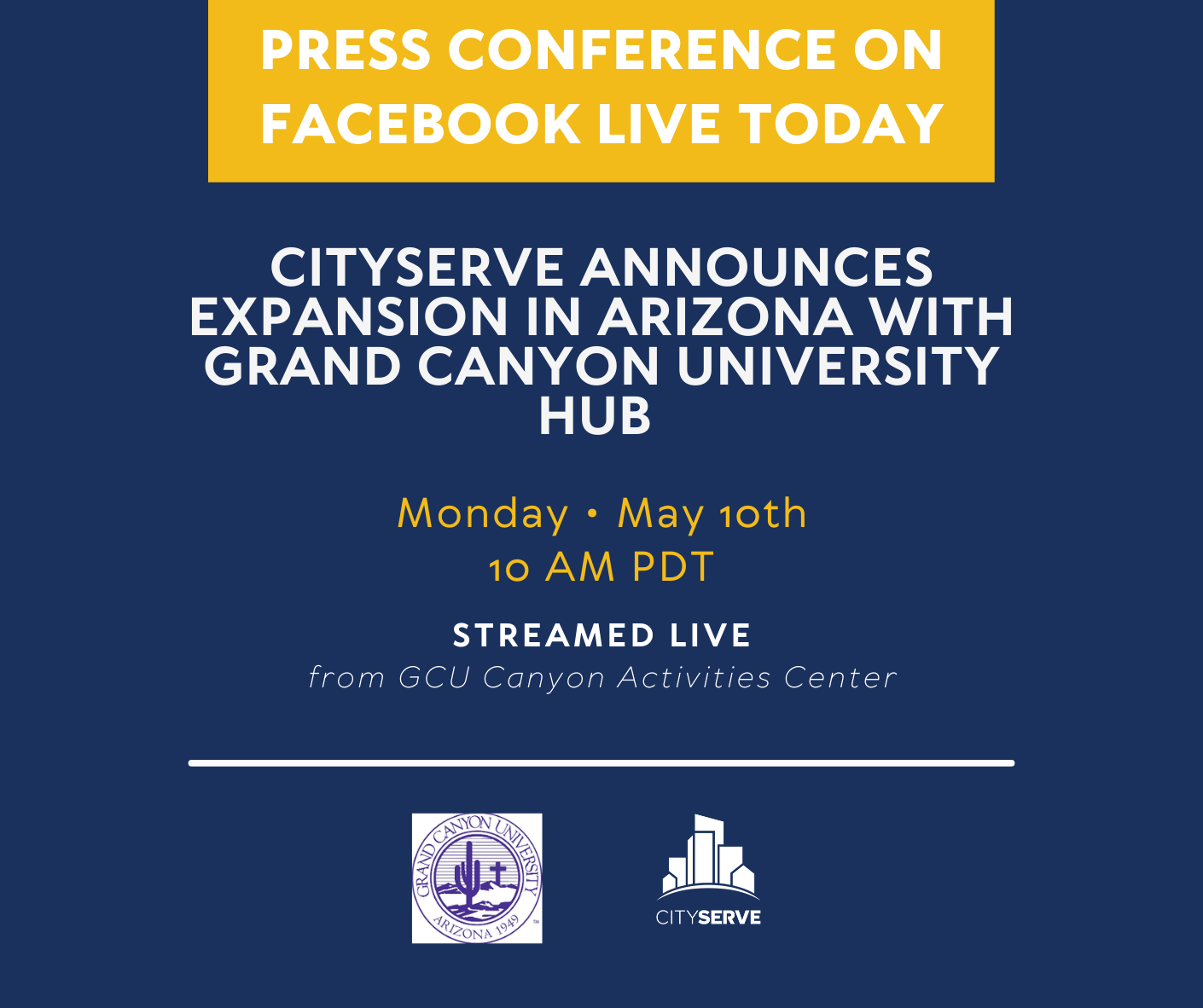 Grand Canyon University and CityServe launched the first CityServe HUB in Arizona at Grand Canyon University campus to help people in need.