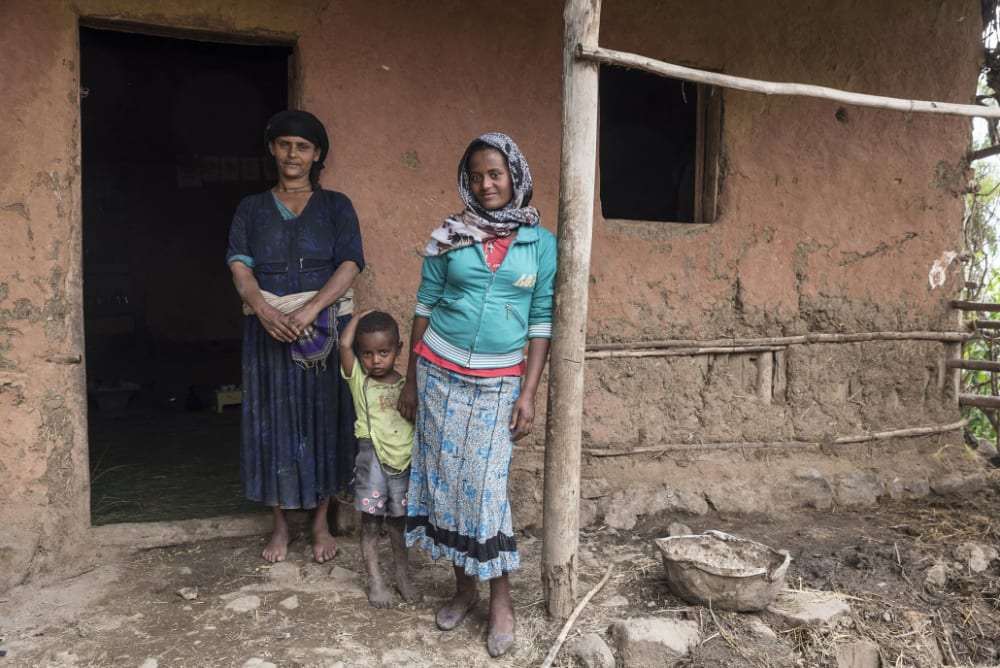 A mother, daughter and child in Ethiopia, where child marriages are common.