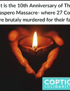 10 yrs ago, Egyptian Army murdered 27 Copts and injured 327 others for peacefully protesting the destruction of a church, the Maspero Massacre