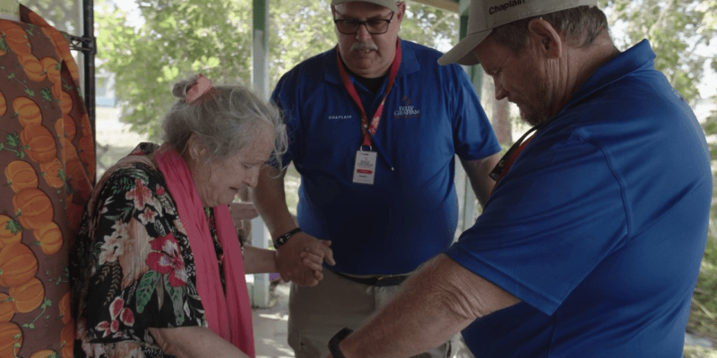 Despite the destruction causes by the Hurricane Ian, the 74-year-old woman who goes by “Christmas” greeted Randy Martin and Will Murphy.