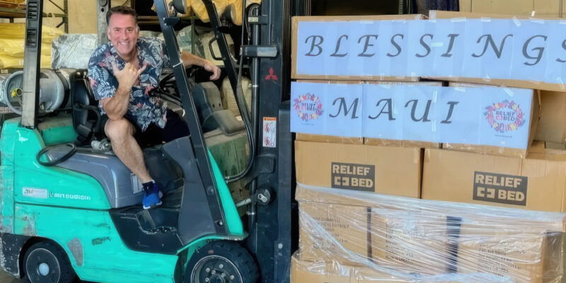 Relief Bed International was able to respond to the needs of aid workers in Maui with 100 Relief Beds arriving to help displaced families