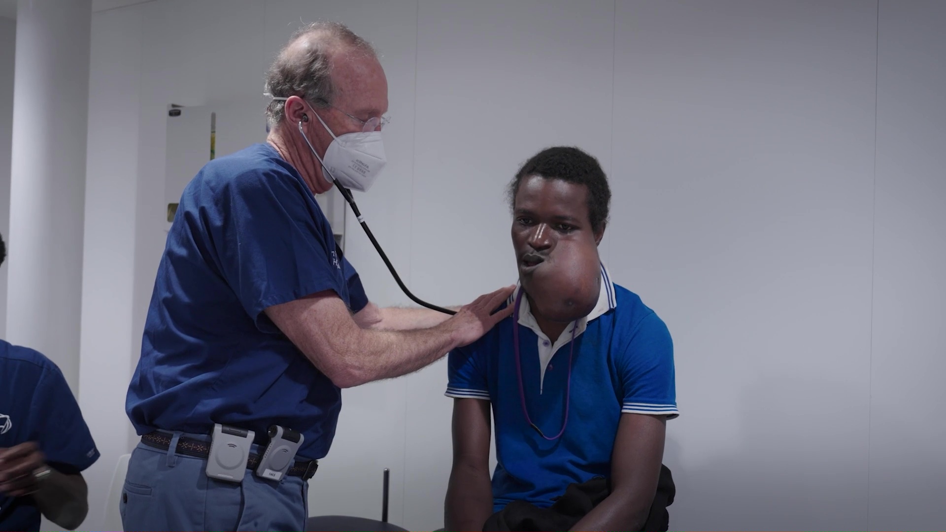 Papa's life was transformed after receiving facial surgery on board the Christian medical ship to remove the tumor in Senegal.