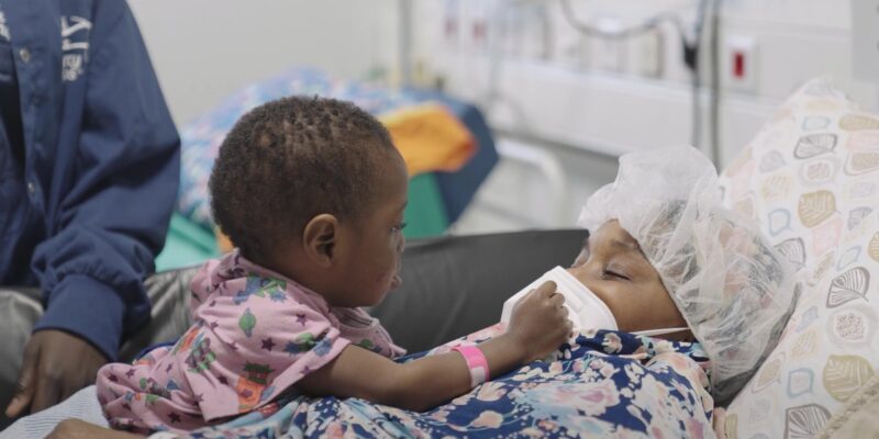 Cheikh on his road to recovery thanks to treatment on board the Christian medical ship The Africa Mercy on Senegal.